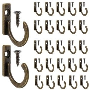 60 Stuks Wandhaken Vintage Antiek Brons - Enkele Haken voor Sieraden, Handdoeken en Keuken Accessoires