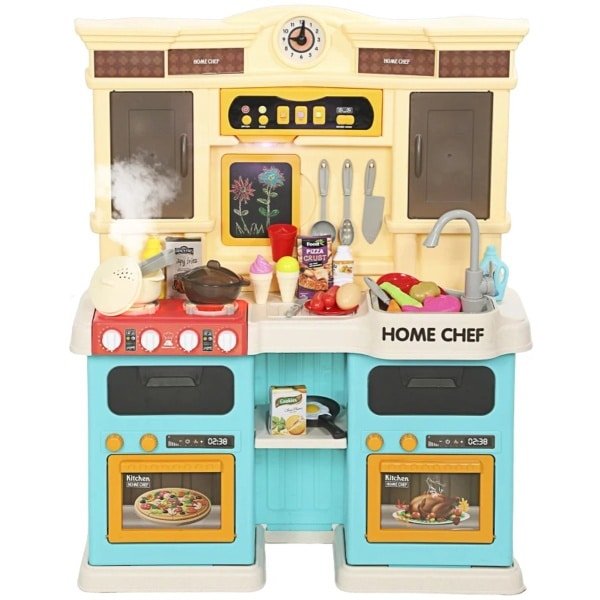 85-delige Keuken Speelgoed - Kinderspeelkeuken - Kinderkeuken - met Elektrische Kraan, Keukengerei en Speelgoedeten - met Effecten - 3+ - Rollenspel - Cadeau voor Jongens en Meisjes - 66x24x83cm - Groen