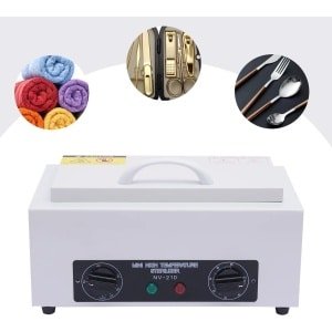 Aiverig® Hoogtemperatuur Sterilisator - Elektrische Desinfectiebak 300 W - Droogsterilisatie Metalen instrumenten & Handdoeken 50-220 °C & Timer 0-60 min - 2 L RVS Sterilisatiebox - Voor Salon, Nagelstudio, Tandarts & Keuken