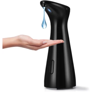 Automatisch Zeepdispenser met sensor infrarood, No Touch 200ml elektrische zeepdispenser, IPX6 waterdichte automatische vloeibare zeepdispenser voor keuken, badkamer, school, hotel, zwart