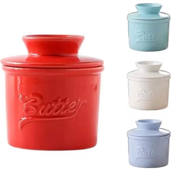 Boterbel Rood - Botervloot - Boterpot - Watergekoelde Botervloot Met Waterlijn - Keramische Boterbel Voor Smeerbare Boter - Cadeau Voor De Keuken - Keuken Accessoires - Keuken Tools - Franse Botervloot - Butter Bell