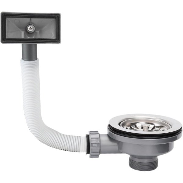 CSGoods - Keuken gootsteen kom type afvoerzeef met overloop, roestvrijstalen afvoerset, keukenspoelbak accessoires