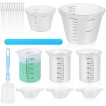 CSGoods - Siliconen maatbeker set voor epoxyhars, DIY knutselen, lab, keuken - 7 stuks - 100 ml 250 ml 500 ml - herbruikbaar - inclusief doseerbekers en accessoires