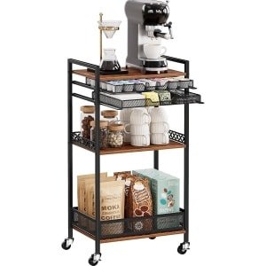 Capsulehouder voor Nespresso en Keuring capsules, 5 verdiepingen koffiestandaard met laden, koffiecapsules opslag met wielen, multifunctionele capsulehouder, rek voor accessoires, keuken