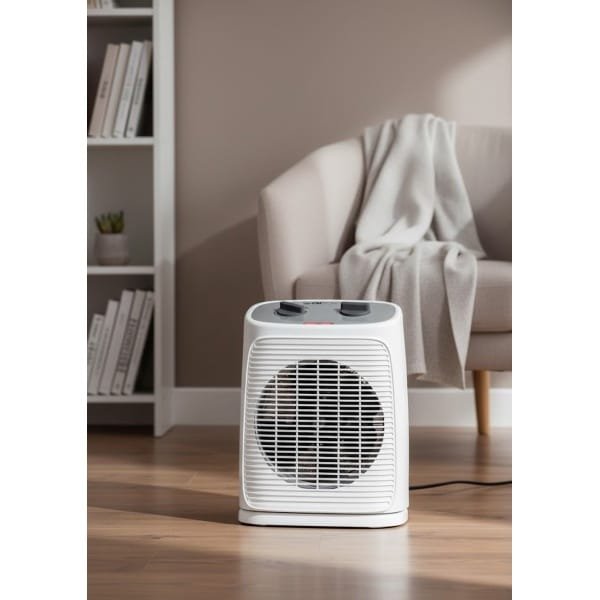 Compacte Oscillerende Elektrische Ventilatorkachel WarmBreeze 2000W - Thermostaat & 2 Warmtestanden - Voor Badkamer, Keuken & Garage - Altameubel