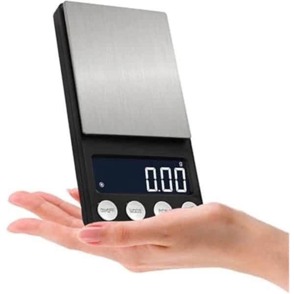 Digitale mini-zakweegschaal, nauwkeurigheid van 0,1 gram, LCD-scherm, geschikt voor sieraden, gouden en diamanten accessoires, grammenweegschaal, voor gebruik in de keuken, -1000 gram, 0,1 gram.