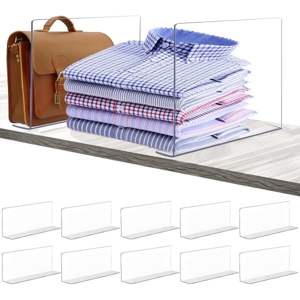Divider Plank Set van 10 | Transparante Planken Verdelers | Verstelbare Plastic Multifunctioneel | Kledingkast Accessoires | Slaapkamer Keuken Kantoor Organizer