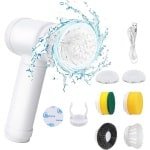 Draadloze elektrische schrobborstel voor keuken en badkamer met 6 opzetborstels