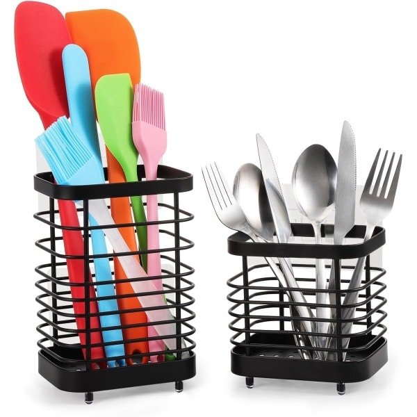 Dual-use Utensil Holder - Rvs Bestekhouder - Afwasbak Organizer - Keuken Accessoires