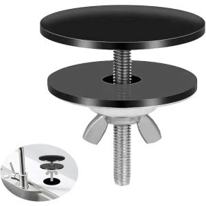 EGoods - RVS Kraan Gat Afdekking voor Gootsteen in Zwart - Keuken Accessoire met Gatafdekking - Praktische Roestvrij Stalen Gootsteenafdekking met Stijlvol Design