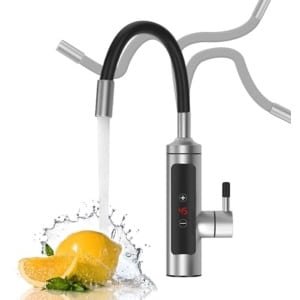 Elektrische Warmwaterkraan 3000W met LCD Temperatuurweergave - Roestvrij Staal, Draaibaar voor Keuken en Badkamer