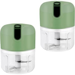 Elektrische hakmolen 2 stuks 250 ml met USB-aansluiting - keuken elektrische snijder hakmolen - voor vlees uien knoflook fruit - groen .