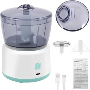 Elektrische hakmolen voor de keuken, 225 ml, multifunctionele hakmolen, elektrisch, USB, driebladig lemmet, draagbaar uiensnijder, elektrisch voor knoflook, uien, vlees, hakken