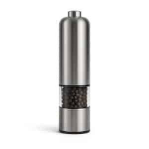 Elektrische pepermolen 22 cm - RVS peper en zoutmolen - instelbare maalgraad en keramisch maalwerk - LED licht en éénhandige bediening - stille navulbare molen voor dagelijks koken en tafelen in de keuken