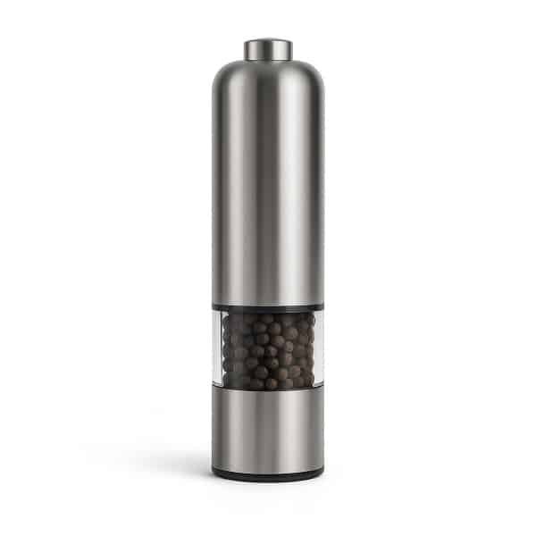 Elektrische pepermolen 22 cm - RVS peper en zoutmolen - instelbare maalgraad en keramisch maalwerk - LED licht en éénhandige bediening - stille navulbare molen voor dagelijks koken en tafelen in de keuken