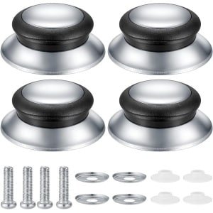 Green Glow - 4 Stuks Hittebestendige Potdeksel Handgrepen, RVS Keuken Accessoire Set met Schroeven