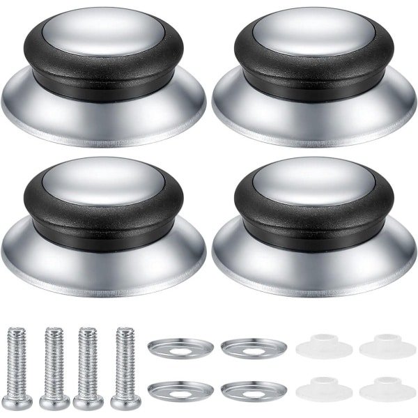 Green Glow - 4 Stuks Hittebestendige Potdeksel Handgrepen, RVS Keuken Accessoire Set met Schroeven