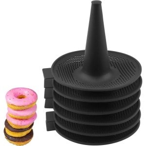 Green Glow - Set van 6 Donutvormen in Zwart Siliconen voor Bakken met Antiaanbaklaag - Geschikt voor Bagels - Handige Bakvormen Accessoires voor Thuisbakkers - Keuken Gadgets