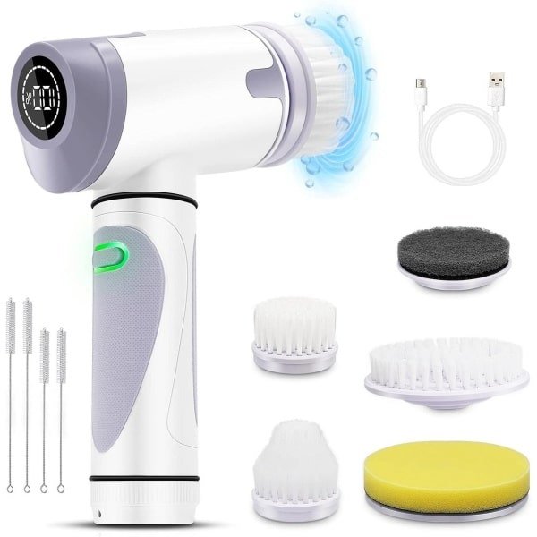 Handige spin scrubber oplaadbaar - reinigingsborstel met 5 borstelkoppen - tegelreinigingsapparaat - schrobborstel - waterdicht - badkamer keuken - Elektrische reinigingsborstel