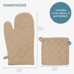 Hittebestendige ovenwanten en pannenlappen set - 100% katoen - Keuken accessoires - Beige