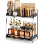 Houten 2-Laags Koffie Organizer voor Koffie Accessoires - Functionele Keuken Organizer