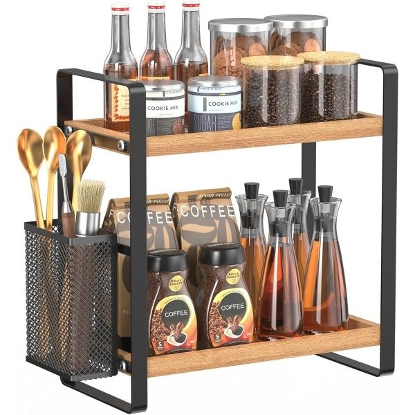 Houten Koffiebar Accessoires en Organizer voor Keuken en Aanrecht