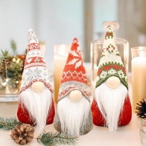 Kerstkabouters, set van 3 kabouters, kerstdecoratie, kerstdecoratie, kerstdecoratie, kabouter, accessoires voor thuis, keuken, decoratie, kerstkabouter, kerstman, handgemaakte pluche figuren