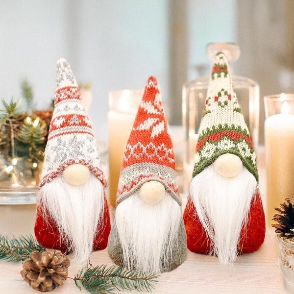 Kerstkabouters, set van 3 kabouters, kerstdecoratie, kerstdecoratie, kerstdecoratie, kabouter, accessoires voor thuis, keuken, decoratie, kerstkabouter, kerstman, handgemaakte pluche figuren