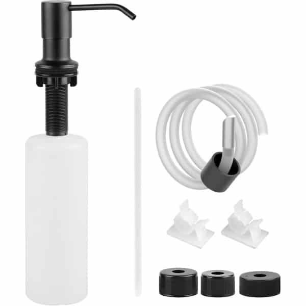 Keukenafwasmiddel Dispenser met 1m Siliconen Slang - 500ml Plastic Fles - 4 Universele Sluitingen - Flush-Mounted Keuken Accessoire