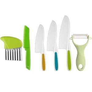 Keukengerei Set met - 6-delige messenset - Kindvriendelijke plastic keukenbenodigdheden - Geschikt voor jongens en meisjes vanaf 4 jaar- keuken- keuken accessoires (stijl F)