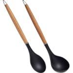 Kook/keuken gerei - set van 2x stuks - zwart/bruin - kunststof/hout - keuken/kook accessoires