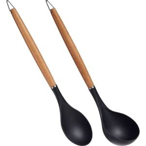 Kook/keuken gerei - set van 2x stuks - zwart/bruin - kunststof/hout - keuken/kook accessoires