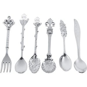 Lepels-en-vorken-set-6-stuks-theelepel-set-mini-vintage-koninklijke-stijl-metaal-herbruikbaar-fruit-koffie-keuken-accessoires-familiebijeenkomsten-dagelijks-gebruik-zilver .