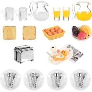 Miniatuur Poppenhuis Ontbijt Accessoires - 46 Stuks 1:12 Schaal Keuken Decoratie