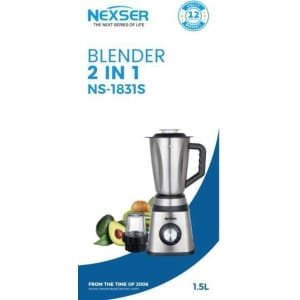 Nexser 1.5L Blender - 600W Smoothie Maker met 6 Blades - Elektrische Keuken Blender voor Shakes, Sap, Milkshakes en IJsklontjes - 5 Snelheden