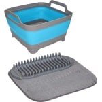 Opvouwbare afwasbak met afdruipmat - grijs/blauw - keuken benodigdheden - reis accessoires