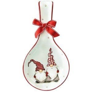 PULUZ 1 Stuks Kerst Lepelrek Keramische Lepelhouder Wit Rood Sinterklaas Design - Keuken Accessoire en Feestelijke Decoratie