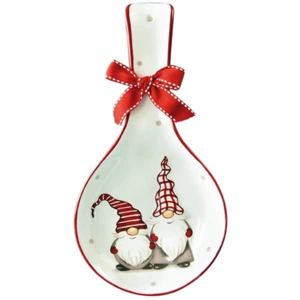 PULUZ 1 Stuks Kerst Lepelrek Keramische Lepelhouder Wit Rood Sinterklaas Design - Keuken Accessoire en Feestelijke Decoratie