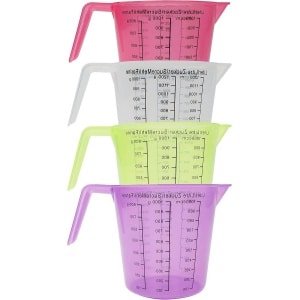 Plastic Maatbekers - Set van 4 - 1 Liter - Stapelbare Kannen - BPA Vrij - Keuken Accessoires - Voedsel Bereiding - Koken & Bakken