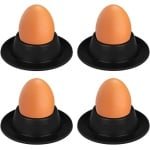 Premium Eierdopjes Set met Dienblad voor Keuken - Siliconen Eierdopjes - Eierkommen voor Gekookte Eieren - Ontbijt Accessoire - Zwart