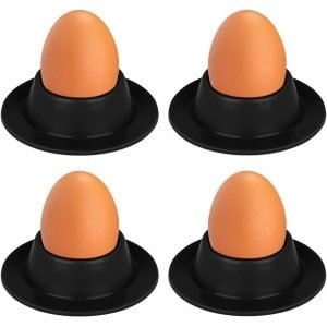 Premium Eierdopjes Set met Dienblad voor Keuken - Siliconen Eierdopjes - Eierkommen voor Gekookte Eieren - Ontbijt Accessoire - Zwart