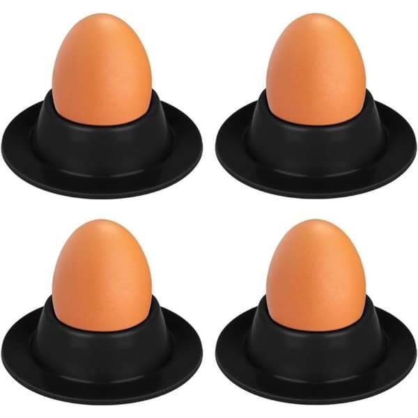 Premium Eierdopjes Set met Dienblad voor Keuken - Siliconen Eierdopjes - Eierkommen voor Gekookte Eieren - Ontbijt Accessoire - Zwart