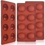 Premium - Siliconen mal voor 8 halve bollen - Set van 3 - Chocoladebom, cakes, gelei - Pudding, mousse - Keuken accessoires