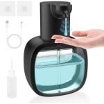 Provento - Elektrische zeepdispenser met sensor, USB C oplaadbaar, wandbevestiging, 500 ml capaciteit, verstelbaar, zwart - voor keuken en badkamer.