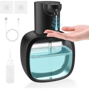 Provento - Elektrische zeepdispenser met sensor, USB C oplaadbaar, wandbevestiging, 500 ml capaciteit, verstelbaar, zwart - voor keuken en badkamer.