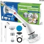 RFWR® 360 Graden Elektrische Reinigingsborstel met Verlengarm en 5 Borstelkoppen voor Badkamer en Keuken