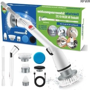 RFWR® 360 Graden Elektrische Reinigingsborstel met Verlengarm en 5 Borstelkoppen voor Badkamer en Keuken