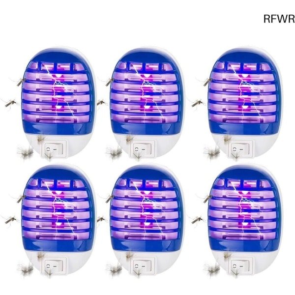 RFWR® Elektrische Muggenlamp - 6 Stuks - Veilig Voor Binnen, Keuken, Slaapkamer en Kantoor