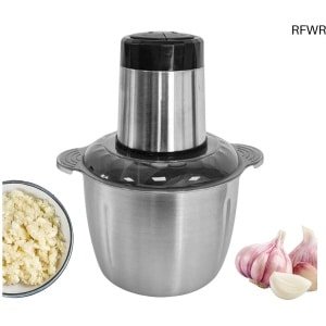 RFWR® Elektrische Vleesmolen en Groentehakker - 2 Liter Compacte Roestvrijstalen Hakmolen voor Keuken