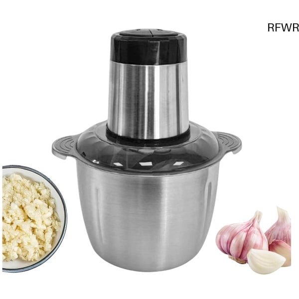 RFWR® Elektrische Vleesmolen en Groentehakker - 2 Liter Compacte Roestvrijstalen Hakmolen voor Keuken
